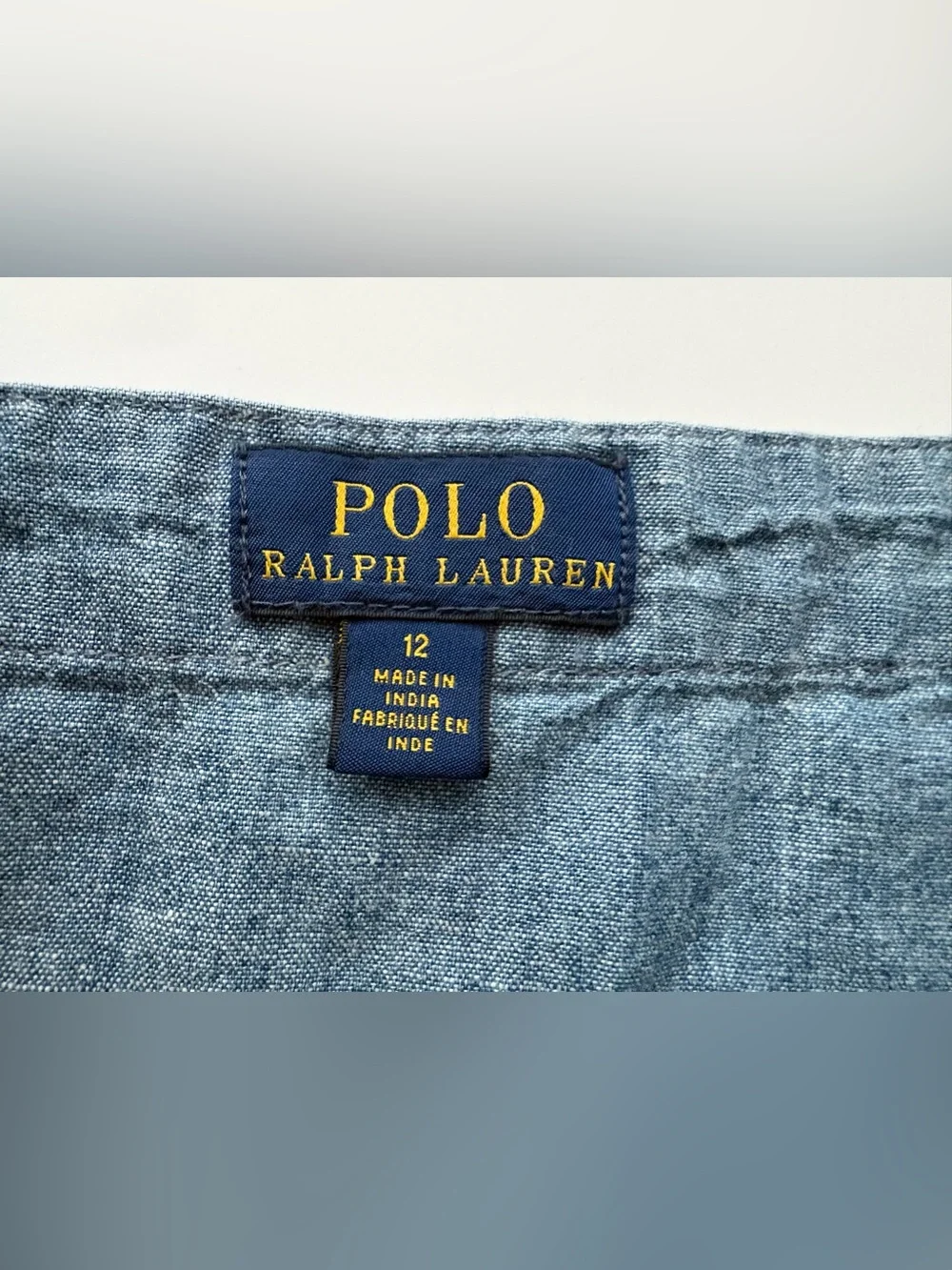 KIDS Polo Ralph Lauren Girls Size 12 Blue Chambray Cotton Jumpsuit Button Front